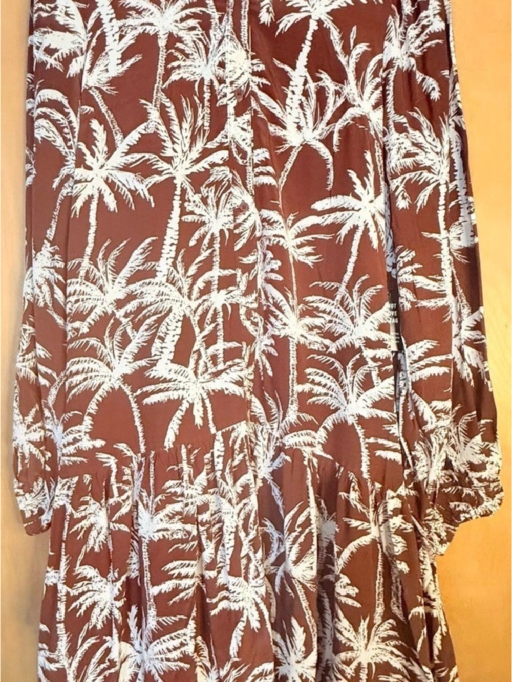 Express Brown & White Palm Print Mini Shirt Dress Small